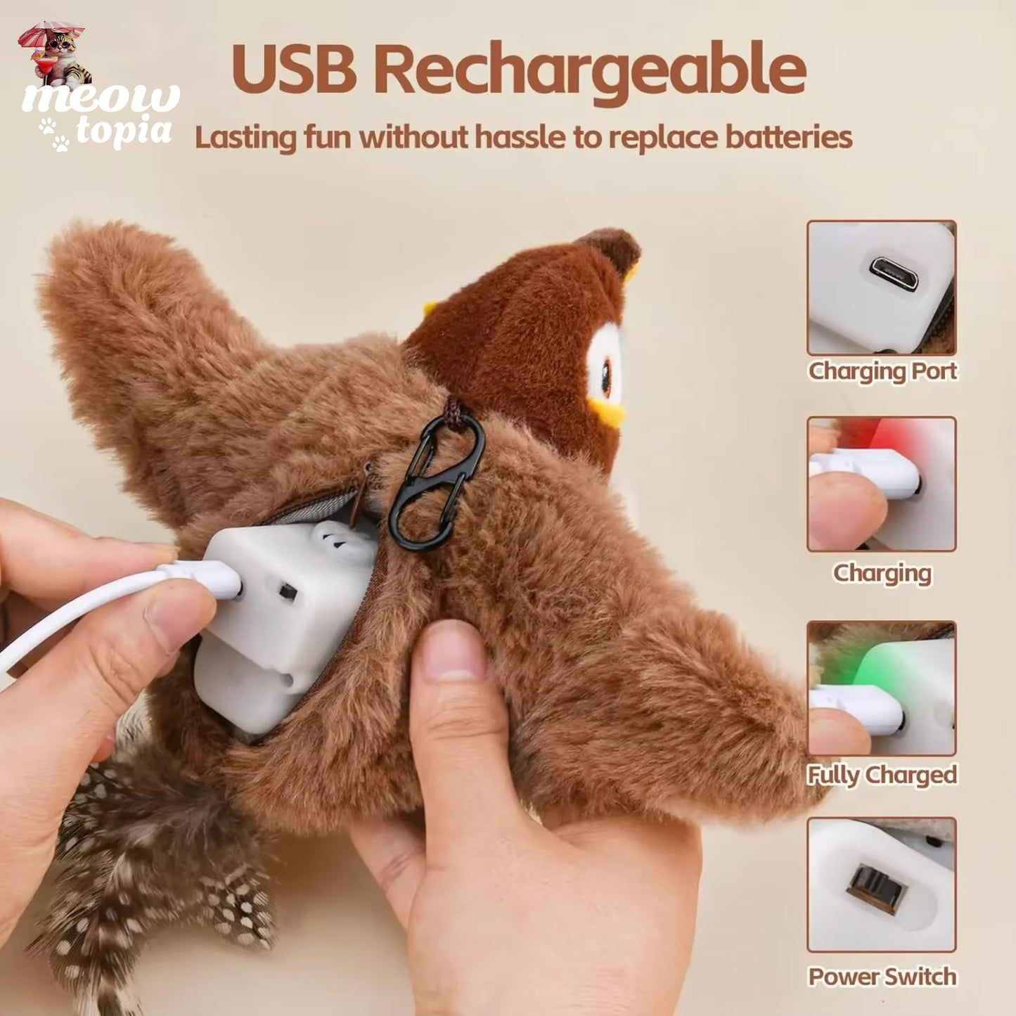 Jouet interactif MeowBird - Jouet pour chat avec capteur de mouvement