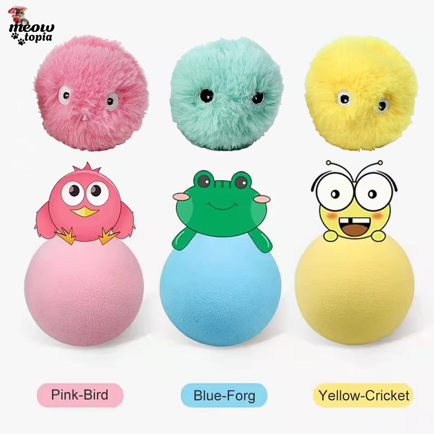 PurrBall Play - Jouet pour chat en peluche à détection de mouvement et de son